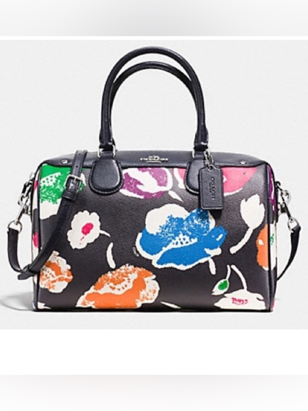 Coach Bennett Satchel Floral Print Navy Blue crossbody bag and handbag